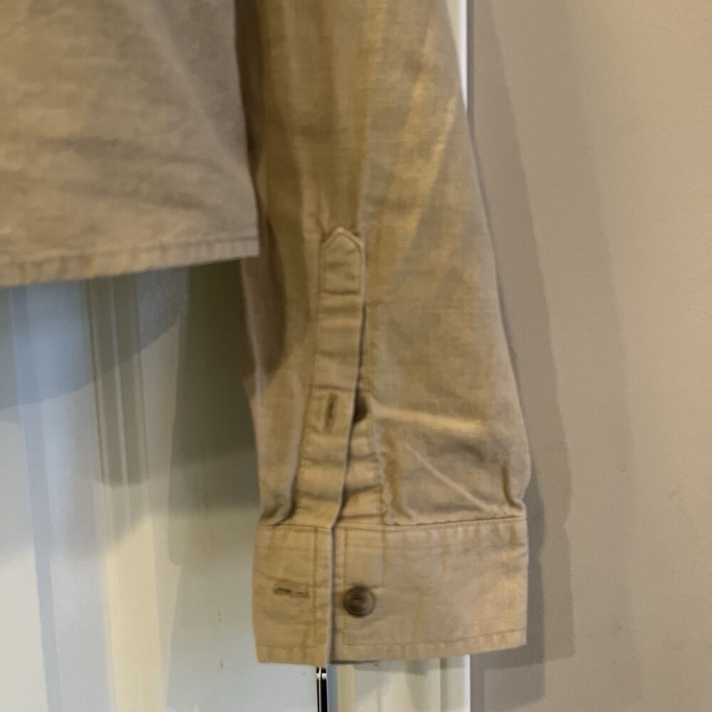 Universal Thread Long Sleeve Collared Cropped Cotton/Linen Blend Shirt Tan - Med - Picture 2 of 8